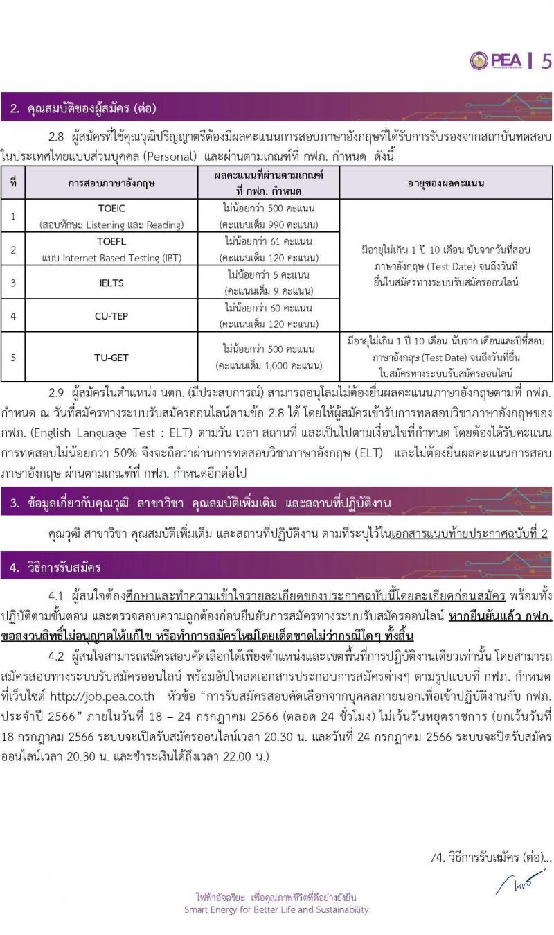 การไฟฟ้าส่วนภูมิภาค (กฟภ.) รับสมัครสอบคัดเลือกจากบุคคลภายนอกเพื่อเข้าปฏิบัติงานกับ กฟภ. ประจำปี 2566 จำนวน 244 อัตรา (วุฒิ ปวส.หรือเทียบเท่า ป.ตรี) รับสมัครสอบทางอินเทอร์เน็ตตั้งแต่วันที่ 18-24 ก.ค. 2566