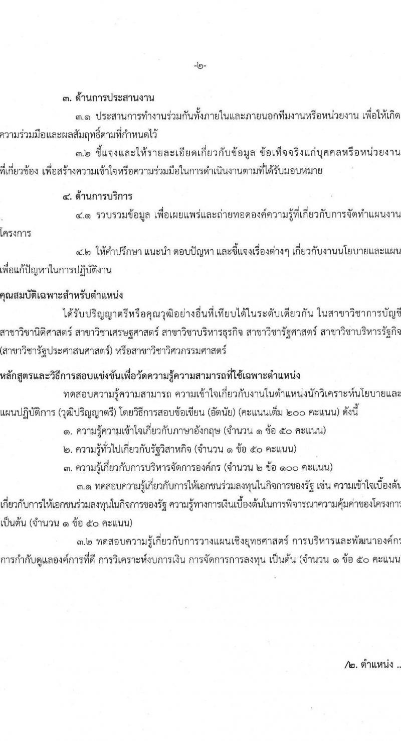 สำนักงานคณะกรรมการนโยบายรัฐวิสาหกิจ รับสมัครสอบแข่งขันเพื่อบรรจุและแต่งตั้งบุคคลเข้ารับราชการ จำนวน 2 ตำแหน่ง ครั้งแรก 2 อัตรา (วุฒิ ป.ตรี) รับสมัครสอบทางอินเทอร์เน็ตตั้งแต่วันที่ 3-24 ส.ค. 2566