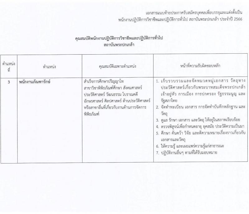 สถาบันพระปกเกล้า รับสมัครบุคคลเพื่อบรรจุและแต่งตั้งเป็นพนักงานปฏิบัติการวิชาชีพและปฏิบัติการทั่วไป จำนวน 10 ตำแหน่ง ครั้งแรก 20 อัตรา (วุฒิ ป.ตรี ป.โท) รับสมัครสอบทางอินเทอร์เน็ตตั้งแต่วันที่ 25 ก.ค. - 18 ส.ค. 2566