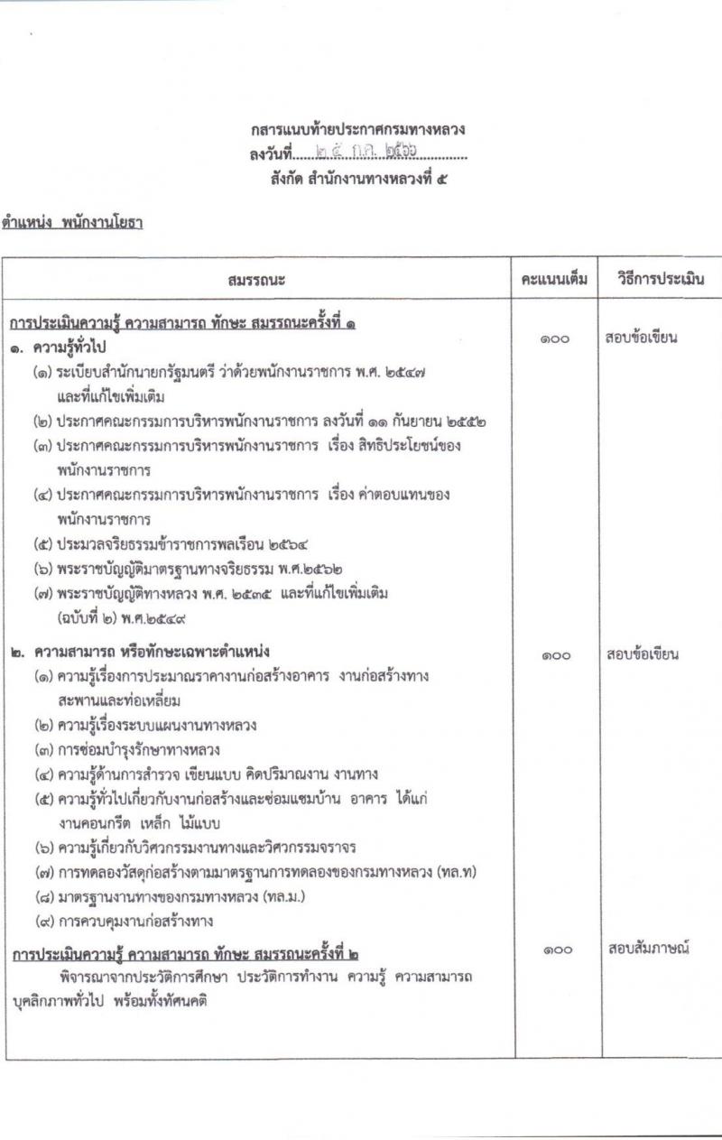กรมทางหลวง รับสมัครบุคคลเพื่อสรรหาและเลือกสรรเป็นพนักงานราชการทั่วไป จำนวน 2 ตำแหน่ง 3 อัตรา (วุฒิ ปวช. ปวท. ปวส.) รับสมัครสอบตั้งแต่วันที่ 11-18 ส.ค. 2566
