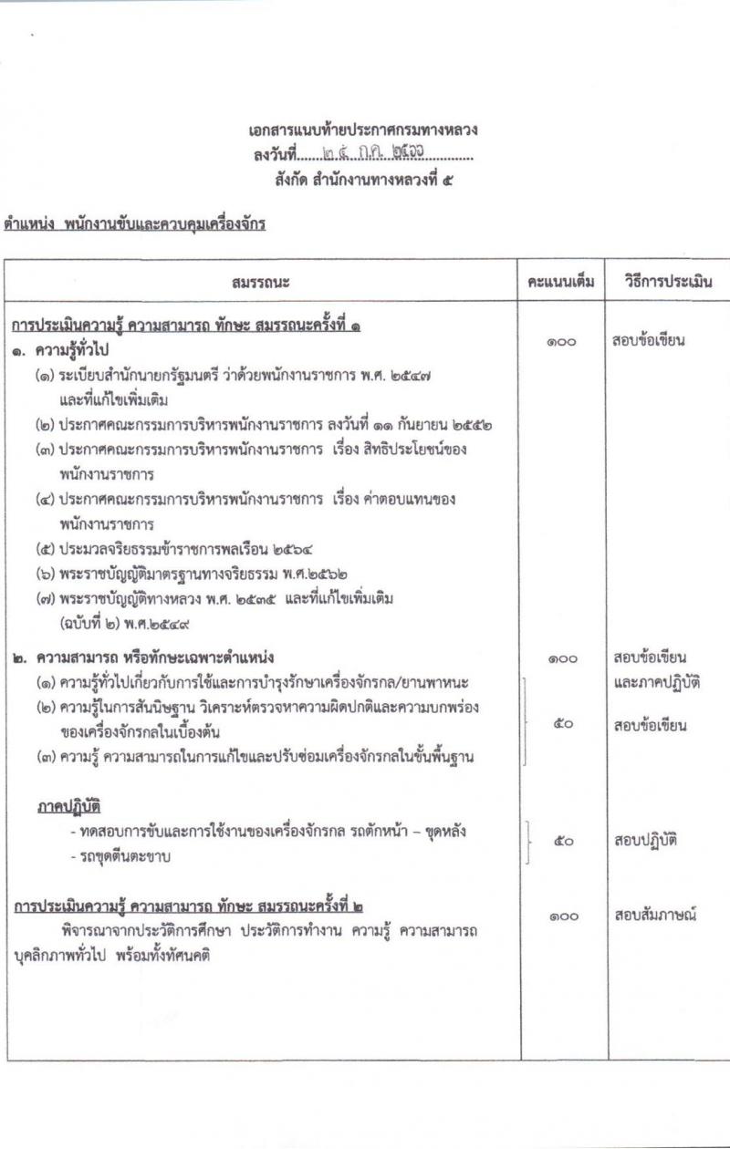กรมทางหลวง รับสมัครบุคคลเพื่อสรรหาและเลือกสรรเป็นพนักงานราชการทั่วไป จำนวน 2 ตำแหน่ง 3 อัตรา (วุฒิ ปวช. ปวท. ปวส.) รับสมัครสอบตั้งแต่วันที่ 11-18 ส.ค. 2566