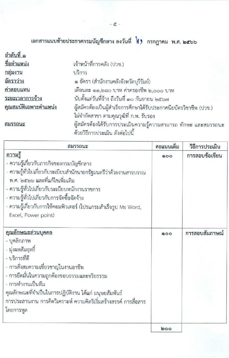 กรมบัญชีกลาง สำนักงานคลังเขต 3 และสำนักงานคลังจังหวัดในเขตพื้นที่ รับสมัครบุคคลเพื่อเลือกสรรเป็นพนักงานราชการทั่วไป จำนวน 2 อัตรา (วุฒิ ปวช.) รับสมัครสอบตั้งแต่วันที่ 9-18 ส.ค. 2566
