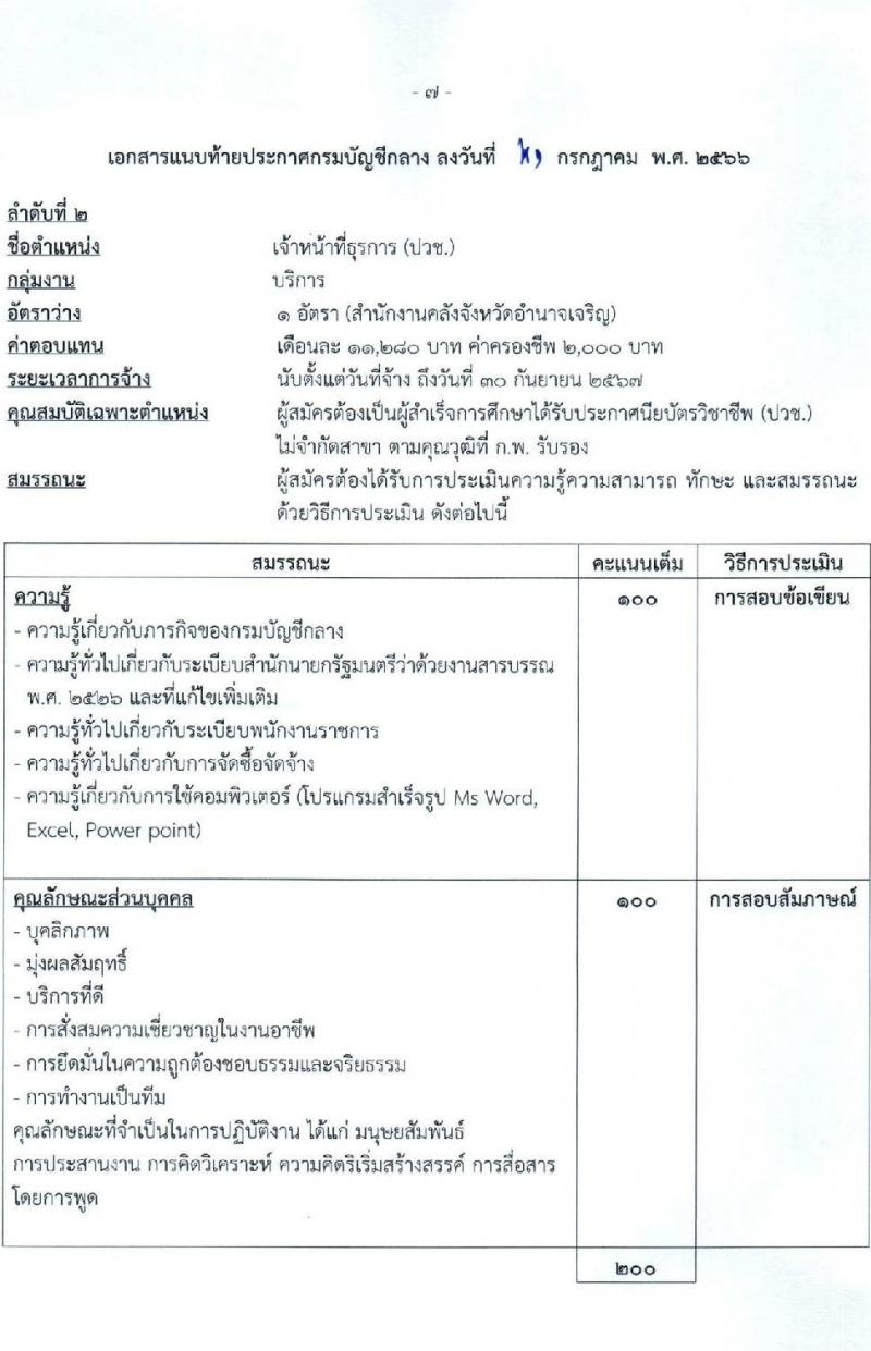 กรมบัญชีกลาง สำนักงานคลังเขต 3 และสำนักงานคลังจังหวัดในเขตพื้นที่ รับสมัครบุคคลเพื่อเลือกสรรเป็นพนักงานราชการทั่วไป จำนวน 2 อัตรา (วุฒิ ปวช.) รับสมัครสอบตั้งแต่วันที่ 9-18 ส.ค. 2566