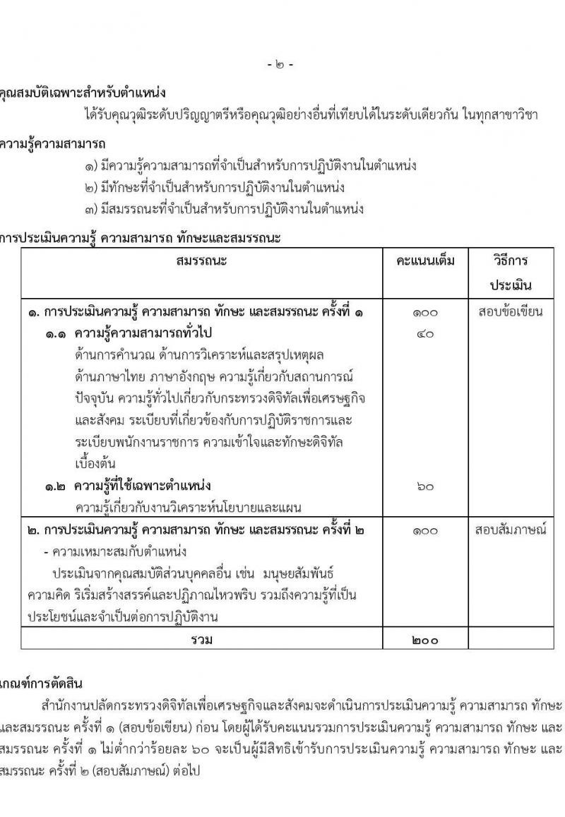 สำนักงานปลัดกระทรวงดิจิทัลเพื่อเศรษฐกิจและสังคม รับสมัครบุคคลเพื่อเลือกสรรเป็นพนักงานราชการทั่วไป จำนวน 2 ตำแหน่ง ครั้งแรก 3 อัตรา (วุฒิ ป.ตรี) รับสมัครสอบทางอินเทอร์เน็ตตั้งแต่วันที่ 11-29 ก.ย. 2566