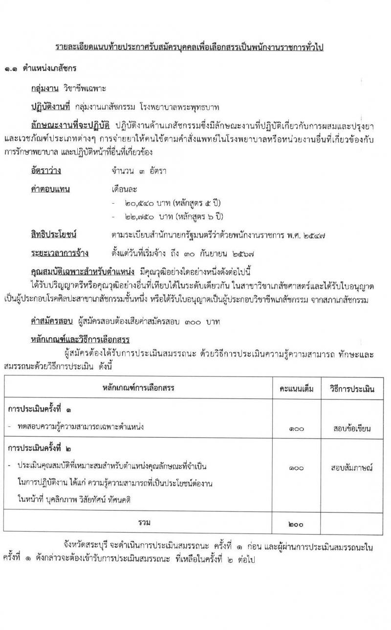 สาธารณสุขจังหวัดสระบุรี รับสมัครบุคคลเพื่อเลือกสรรเป็นพนักงานราชการทั่วไป จำนวน 3 ตำแหน่ง ครั้งแรก 6 อัตรา (วุฒิ ป.ตรี) รับสมัครสอบตั้งแต่วันที่ 11-22 ก.ย. 2566