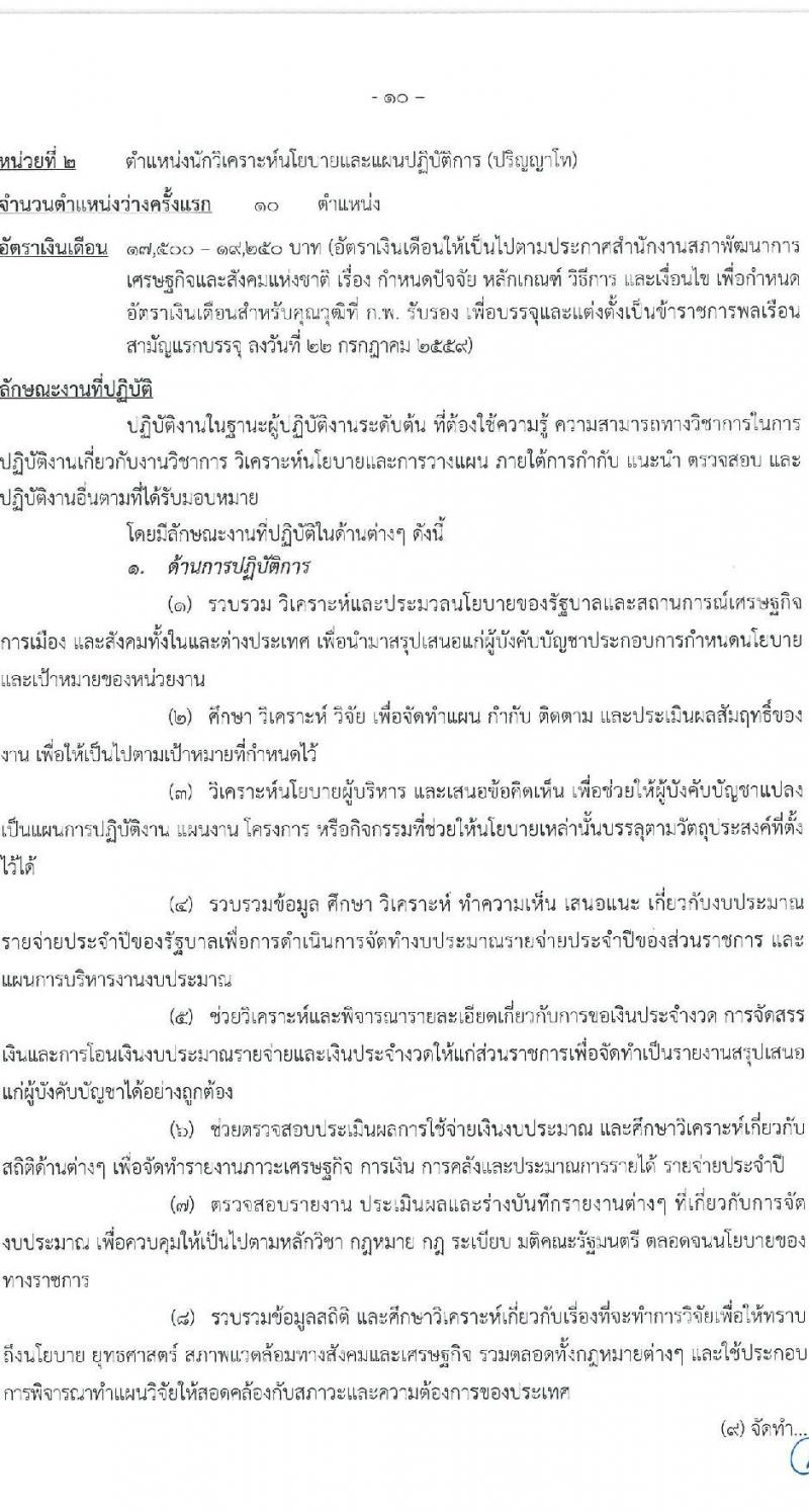 สำนักงานสภาพัฒนาการเศรษฐกิจและสังคมแห่งชาติ รับสมัครสอบแข่งขันเพี่อบรรจุและแต่งตั้งบุคคลเข้ารับราชการ จำนวน 2 ตำแหน่ง ครั้งแรก 40 อัตรา (วุฒิ ป.ตรี ป.โท) รับสมัครสอบทางอินเทอร์เน็ตตั้งแต่วันที่ 11-29 ก.ย. 2566