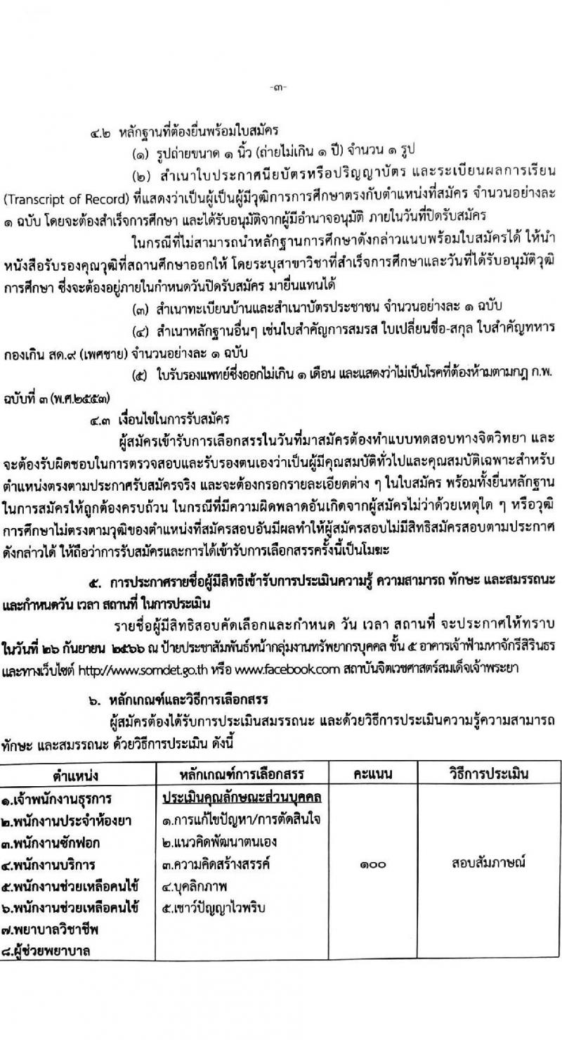 สถาบันจิตเวชศาสตร์สมเด็จเจ้าพระยา รับสมัครบุคคลเพื่อเลือกสรรเป็นพนักงานกระทรวงสาธารณสุขทั่วไป จำนวน 10 ตำแหน่ง ครั้งแรก 34 อัตรา (วุฒิ ม.ต้น ม.ปลาย ปวช. ปวส.) รับสมัครสอบด้วยตนเองหรือทางอีเมลตั้งแต่วันที่ 14-22 ก.ย. 2566