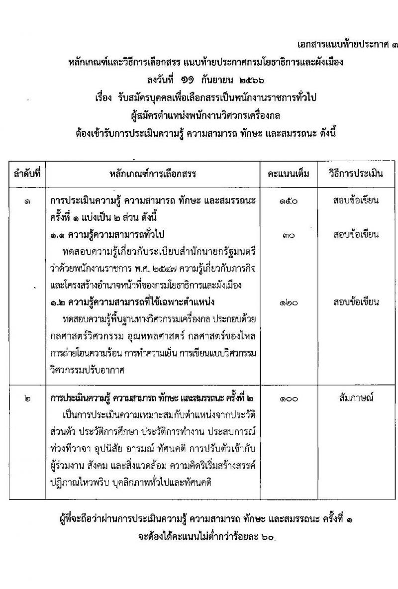 กรมโยธาธิการและผังเมือง รับสมัครบุคคลเพื่อเลือกสรรเป็นพนักงานราชการทั่วไป จำนวน 21 ตำแหน่ง ครั้งแรก 21 อัตรา (วุฒิ ปวช. ปวส. ป.ตรี ป.โท) รับสมัครสอบทางอินเทอร์เน็ตตั้งแต่วันที่ 25 ก.ย. – 2 ต.ค. 2566