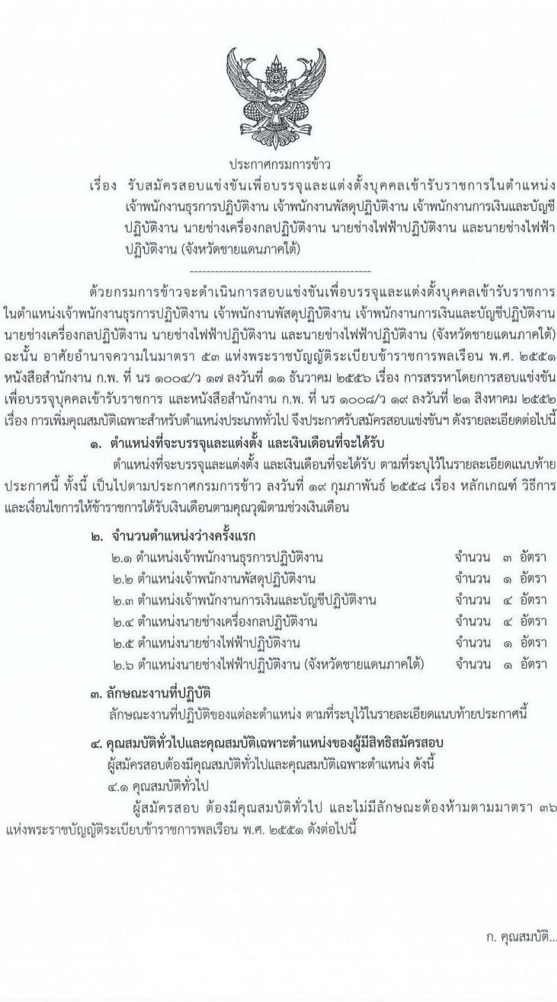 กรมการข้าว รับสมัครสอบแข่งขันเพื่อบรรจุและแต่งตั้งบุคคลเข้ารับราชการ จำนวน 6 ตำแหน่ง ครั้งแรก 14 อัตรา (วุฒิ ปวท. ปวส.) รับสมัครสอบทางอินเทอร์เน็ตตั้งแต่วันที่ 24 ต.ค. – 13 พ.ย. 2566