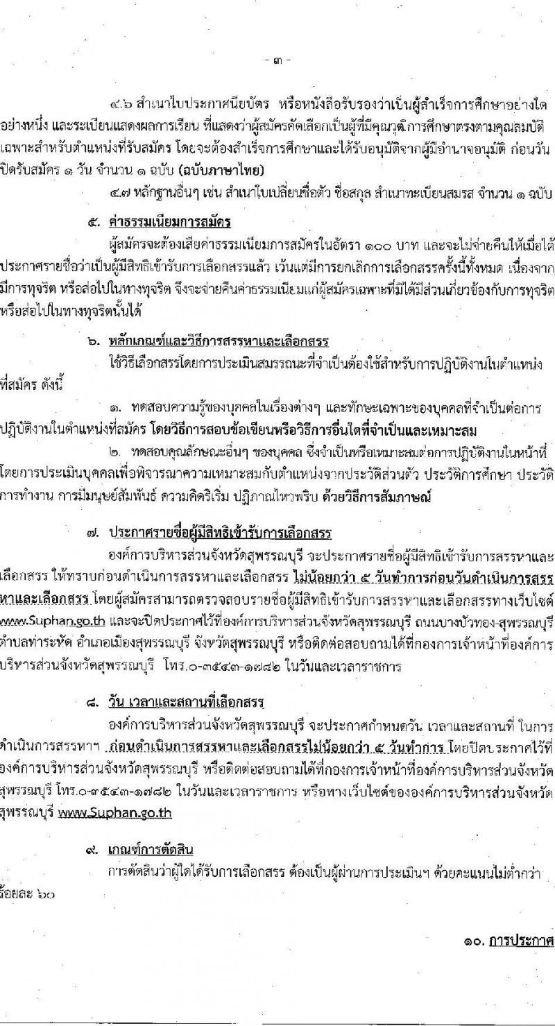 องค์การบริหารส่วนจังหวัดสุพรรณบุรี รับสมัครบุคคลเพื่อเลือกสรรเป็นพนักงานจ้าง จำนวน 14 ตำแหน่ง 72 อัตรา (ไม่จำกัดวุฒิ วุฒิ ปวช. ปวท. ปวส. ป.ตรี) รับสมัครสอบตั้งแต่วันที่ 13-21 พ.ย. 2566