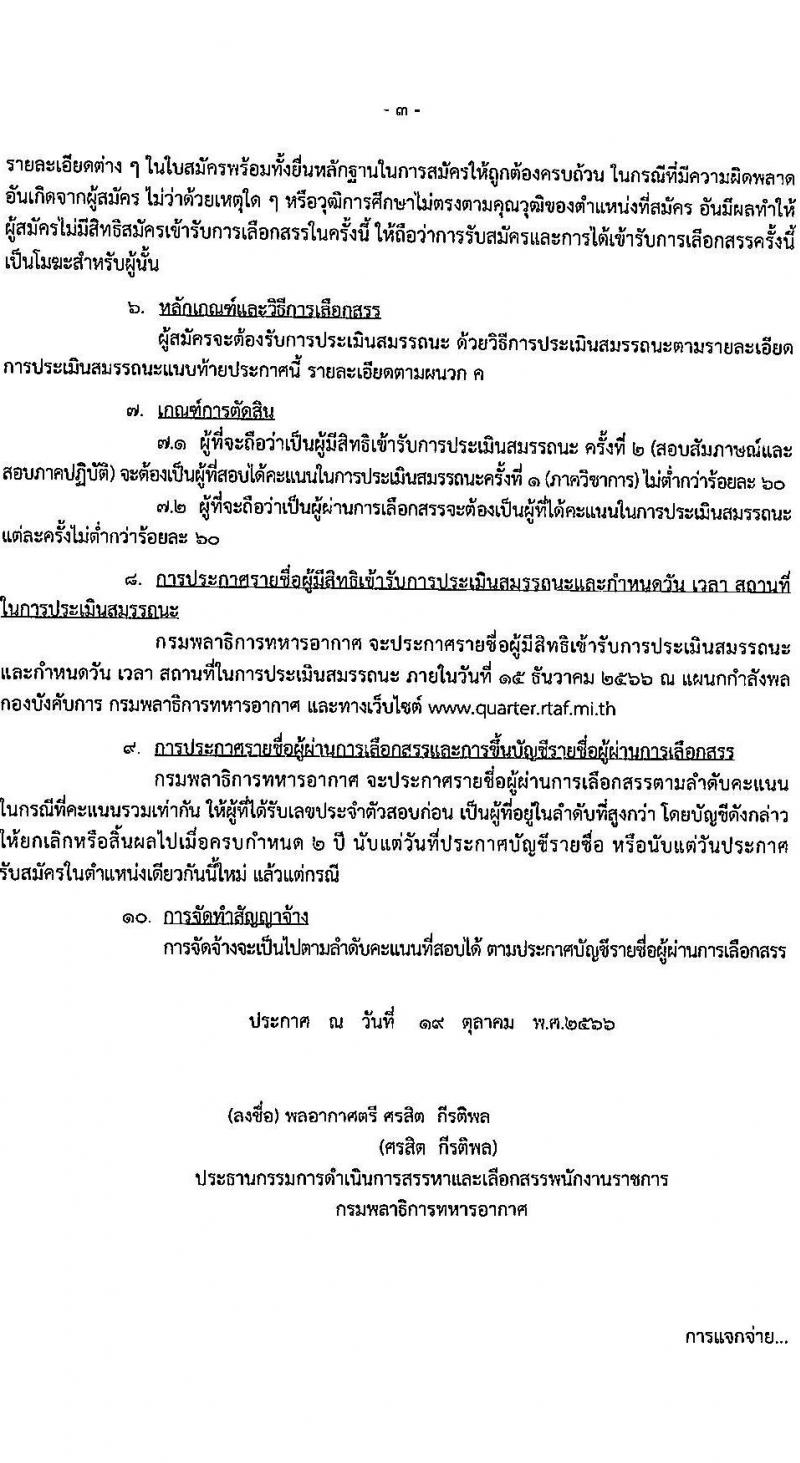 กรมพลาธิการทหารอากาศ รับสมัครบุคคลเพื่อเลือกสรรเป็นพนักงานราชการทั่วไป จำนวน 11 ตำแหน่ง ครั้งแรก 27 อัตรา (วุฒิ ม.ต้น ม.ปลาย ปวช.) รับสมัครสอบตั้งแต่วันที่ 1-15 พ.ย. 2566