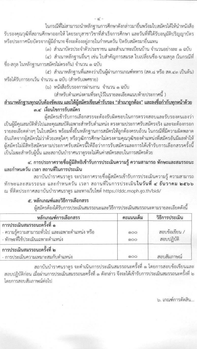 สถาบันบำราศนราดูร รับสมัครบุคคลเพื่อเลือกสรรเป็นพนักงานกระทรวงสาธารณสุขทั่วไป จำนวน 10 ตำแหน่ง ครั้งแรก 23 อัตรา (วุฒิ ม.ต้น ม.ปลาย ปวช. ปวส. ป.ตรี) รับสมัครสอบด้วยต้นเองหรือทางไปรษณีย์ตั้งแต่วันที่ 1-30 พ.ย. 2566