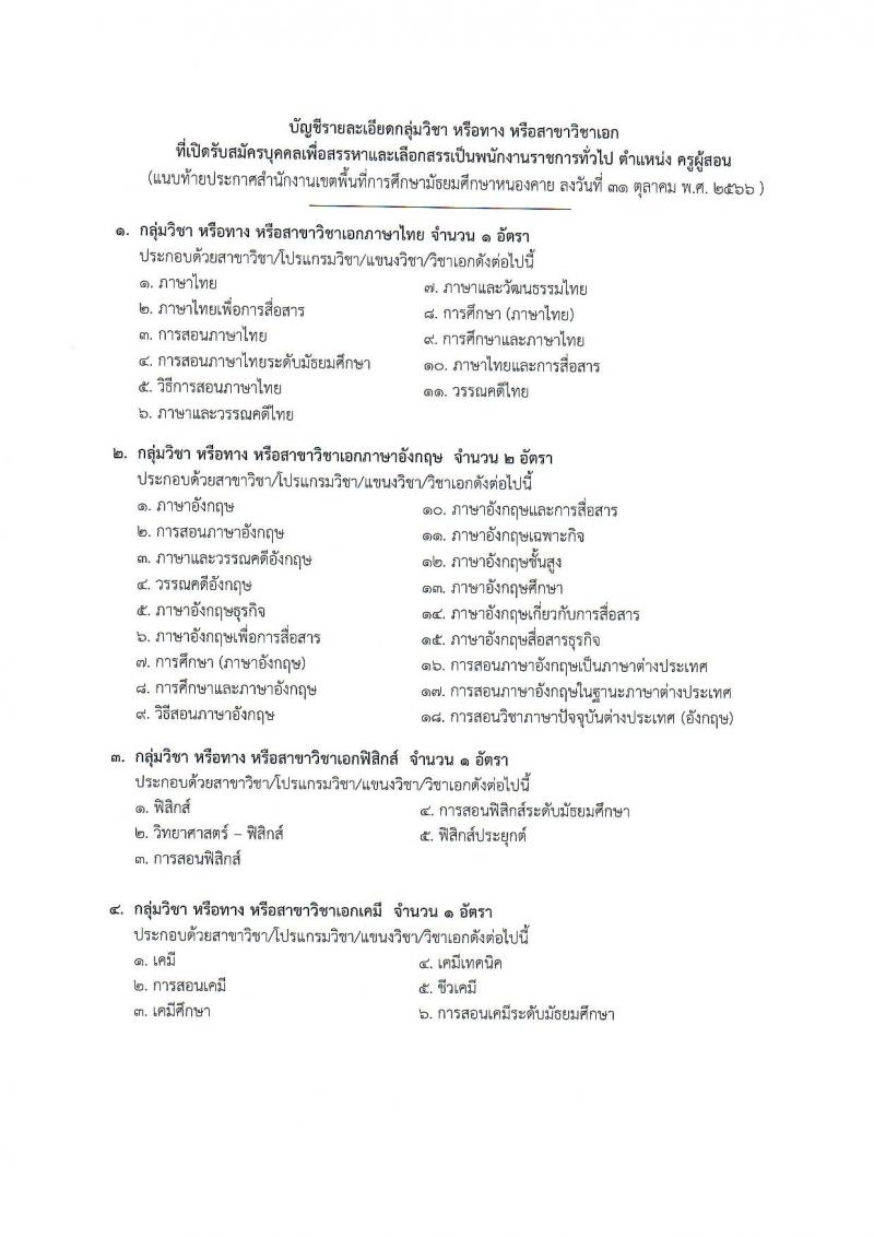 สำนักงานเขตพื้นที่การศึกษามัธยมศึกษาหนองคาย รับสมัครบุคคลเพื่อสรรหาและเลือกสรรเป็นพนักงานราชการ ตำแหน่งครูผู้สอน จำนวน 7 อัตรา (วุฒิ ป.ตรี) รับสมัครสอบตั้งแต่วันที่ 7-13 พ.ย. 2566