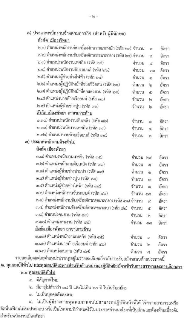 เมืองพัทยา รับสมัครบุคคลเพื่อสรรหาและเลือกสรรเป็นพนักงานจ้าง จำนวน 309 อัตรา (วุฒิ ป.6 ม.ต้น ม.ปลาย ปวช. ปวท. ปวส. ป.ตรี) รับสมัครสอบตั้งแต่วันที่ 13-21 พ.ย. 2566