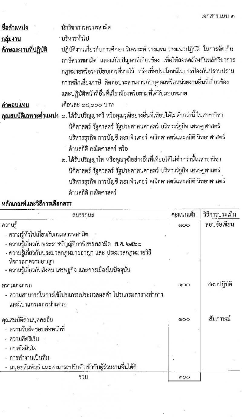 กรมสรรพสามิต รับสมัครบุคคลเพื่อเลือกสรรเป็นพนักงานราชการทั่วไป จำนวน 2 ตำแหน่ง ครั้งแรก 10 อัตรา (วุฒิ ปวช. ปวท. ปวส. ป.ตรี ป.โท) รับสมัครสอบตั้งแต่วันที่ 27 พ.ย. – 1 ธ.ค. 2566