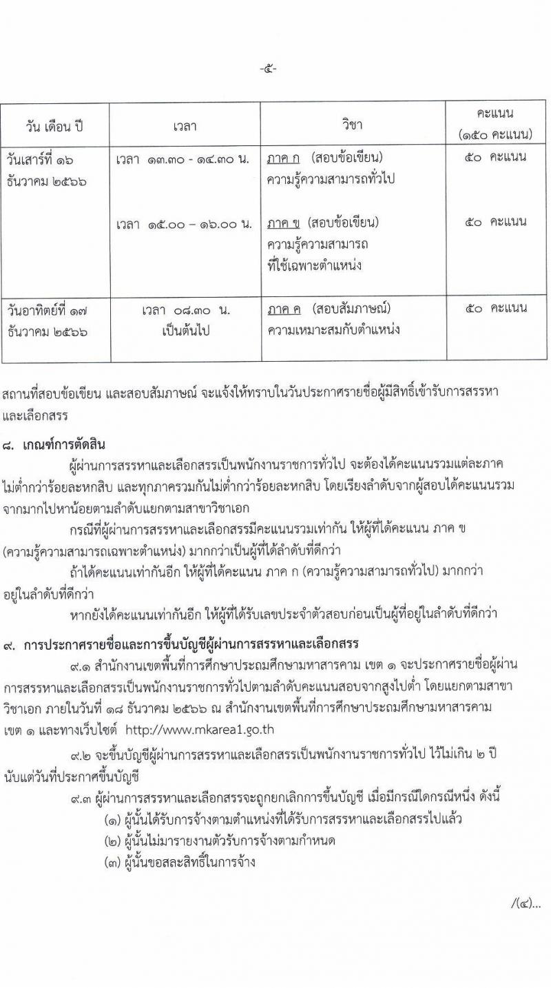 สำนักงานเขตพื้นที่การศึกษาประถมศึกษามหาสารคาม เขต 1 รับสมัครบุคคลเพื่อสรรหาและเลือกสรรเป็นพนักงานราชการทั่วไป ตำแหน่งครูผู้สอน จำนวน 6 อัตรา (วุฒิ ป.ตรี) รับสมัครสอบตั้งแต่วันที่ 5-11 ธ.ค. 2566