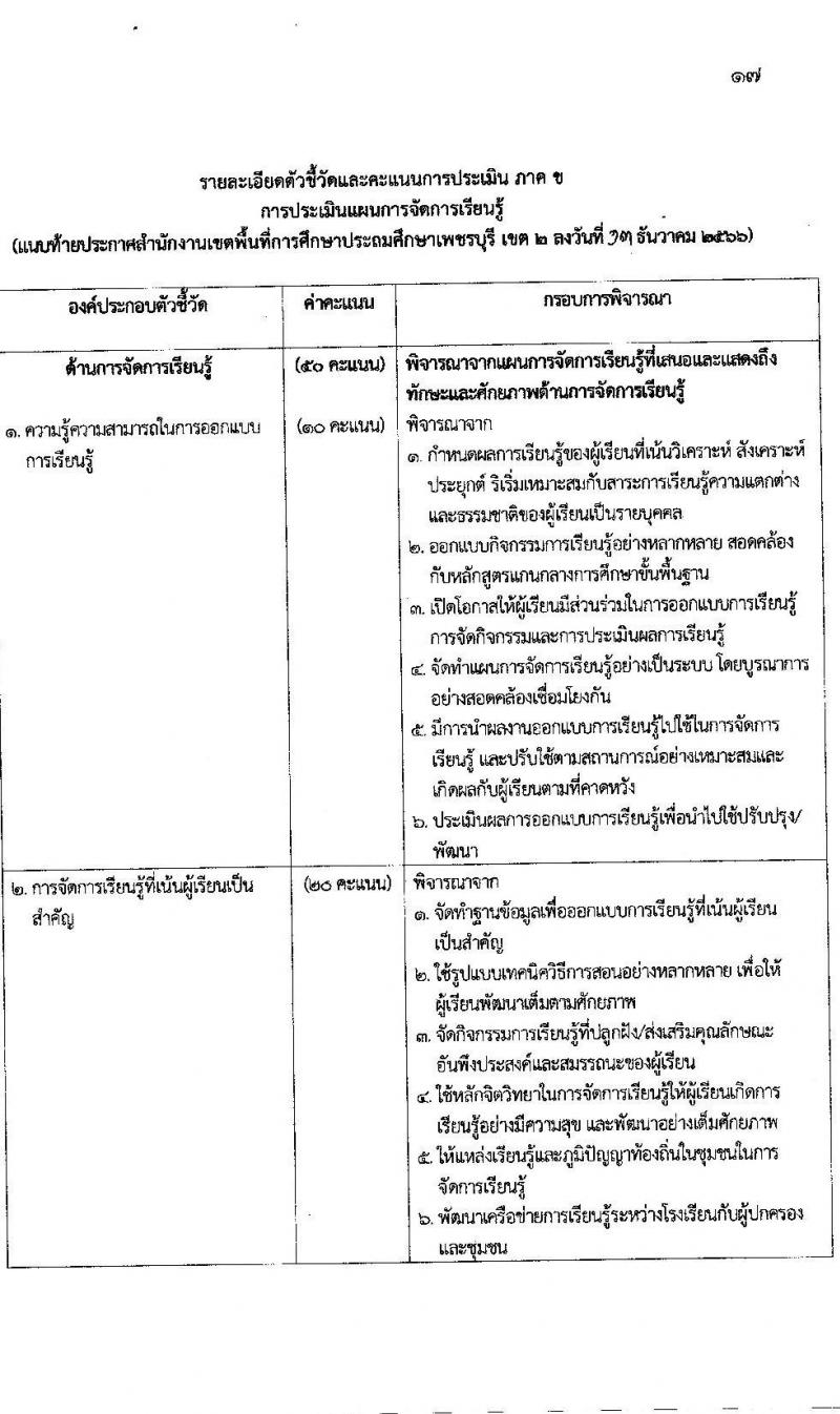 สำนักงานเขตพื้นที่การศึกษาประถมศึกษาเพชรบุรี เขต 2 รับสมัครบุคคลเพื่อสรรหาและเลือกสรรเป็นพนักงานราชการ ตำแหน่งครูผู้สอน จำนวน 11 อัตรา (วุฒิ ป.ตรี) รับสมัครสอบตั้งแต่วันที่ 20-26 ธ.ค. 2566 หน้าที่ 18