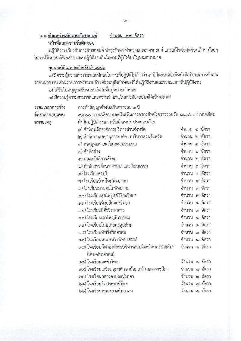 องค์การบริหารส่วนจังหวัดนครราชสีมา รับสมัครสรรหาและเลือกสรรบุคคลเพื่อจ้างเป็นพนักงานจ้าง จำนวน 12 ตำแหน่ง 167 อัตรา (ไม่ใช้วุฒิ มีความสามารถตามตำแหน่ง) รับสมัครสอบทางอินเทอร์เน็ต ตั้งแต่วันที่ 8-26 ม.ค. 2567 หน้าที่ 8