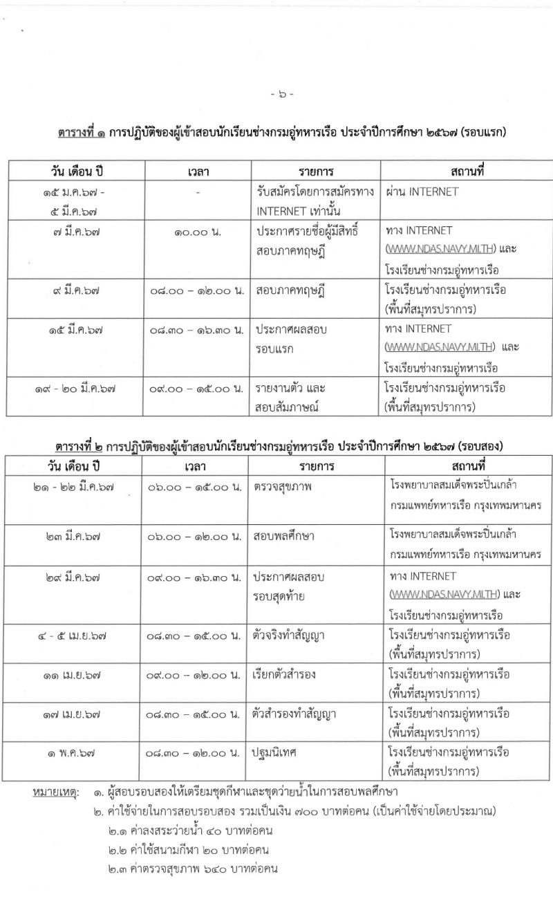 กรมอู่ทหารเรือ รับสมัครสอบแข่งขันเพื่อบรรจุและแต่งตั้งบุคคลเข้ารับราชการ 80 อัตรา (วุฒิ ม.ต้น หรือกำลังศึกษา ม.3) รับสมัครสอบทางอินเทอร์เน็ต ตั้งแต่วันที่ 15 ม.ค. - 5 มี.ค. 2567 หน้าที่ 10