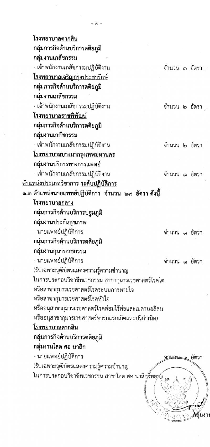 สำนักงานคณะกรรมการข้าราชการกรุงเทพมหานคร รับสมัครสอบแข่งขันเพื่อบรรจุและแต่งตั้งบุคคลเข้ารับราชการ 11 ตำแหน่ง ครั้งแรก 96 อัตรา (วุฒิ ประกาศนียบัตรวิชาชีพ, ป.ตรี) รับสมัครสอบด้วยตนเอง ตั้งแต่วันที่ 22-31 ม.ค. 2567 หน้าที่ 2