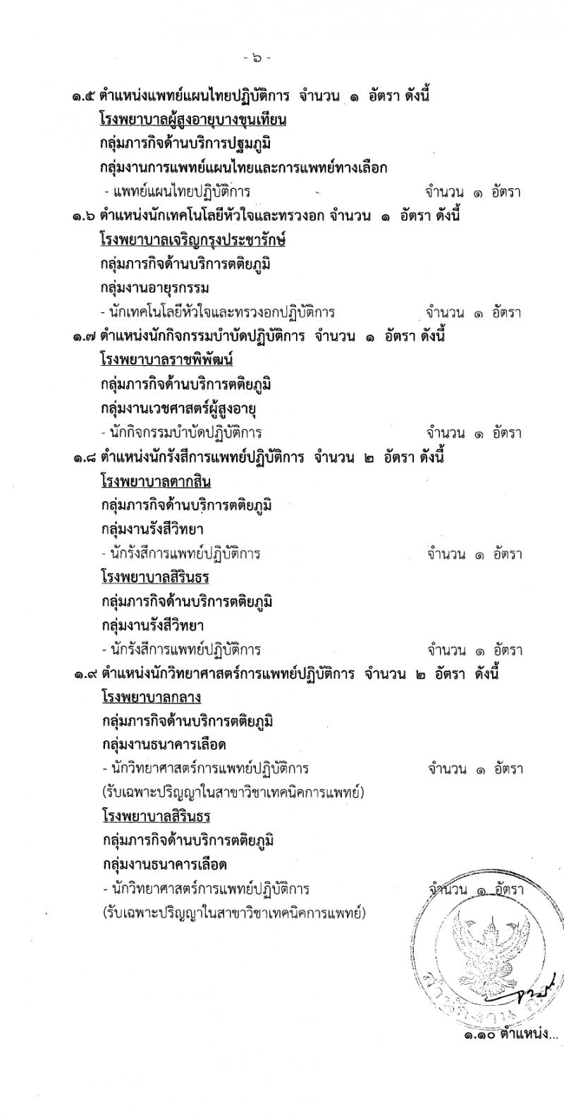 สำนักงานคณะกรรมการข้าราชการกรุงเทพมหานคร รับสมัครสอบแข่งขันเพื่อบรรจุและแต่งตั้งบุคคลเข้ารับราชการ 11 ตำแหน่ง ครั้งแรก 96 อัตรา (วุฒิ ประกาศนียบัตรวิชาชีพ, ป.ตรี) รับสมัครสอบด้วยตนเอง ตั้งแต่วันที่ 22-31 ม.ค. 2567 หน้าที่ 6