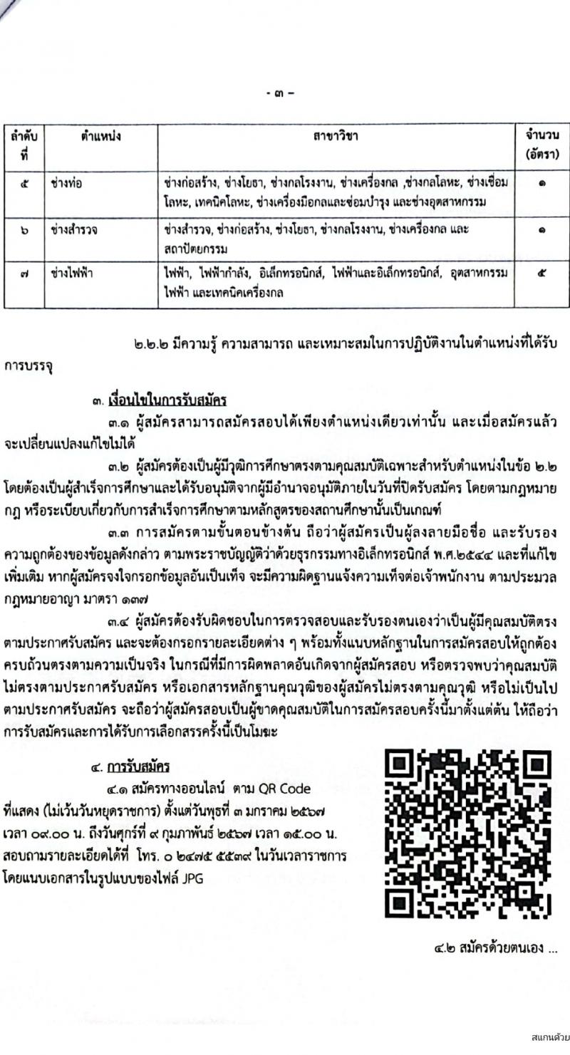 กรมช่างโยธาทหารเรือ รับสมัครบุคคลเพื่อเลือกสรรเป็นพนักงานราชการ 7 ตำแหน่ง 24 อัตรา (วุฒิ ปวช. ปวส.) รับสมัครสอบทางอินเทอร์เน็ต ตั้งแต่วันที่ 3 ม.ค. - 9 ก.พ. 2567 หน้าที่ 3