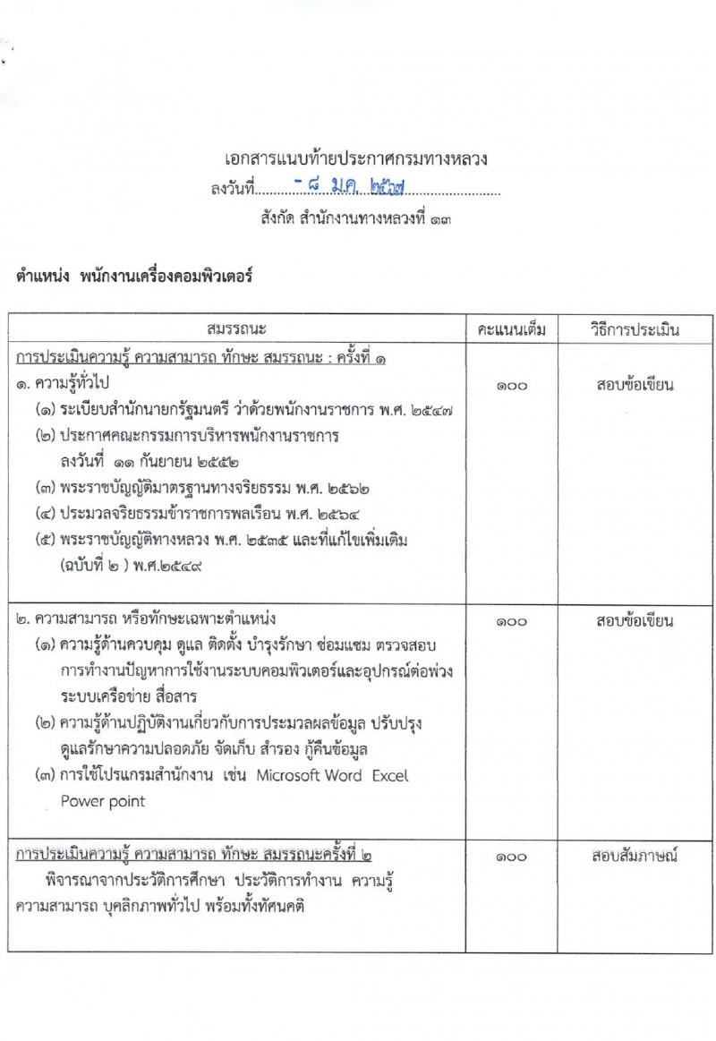 กรมทางหลวง รับสมัครบุคคลเพื่อเลือกสรรเป็นพนักงานราชการ 7 อัตรา (วุฒิ ปวช. ปวท. ปวส.) รับสมัครสอบด้วยตนเอง ตั้งแต่วันที่ 25 ม.ค. - 2 ก.พ. 2567 หน้าที่ 14
