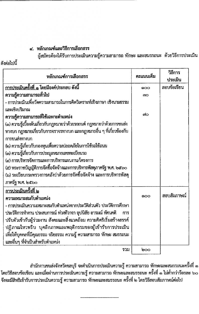 สำนักงานขนส่งจังหวัดชลบุรี รับสมัครบุคคลเพื่อบรรจุและแต่งตั้งเป็นพนักงาน 2 ตำแหน่ง 2 อัตรา (วุฒิ ปวส. ป.ตรี) รับสมัครสอบด้วยตนเอง ตั้งแต่วันที่ 1-16 ก.พ. 2567 หน้าที่ 6