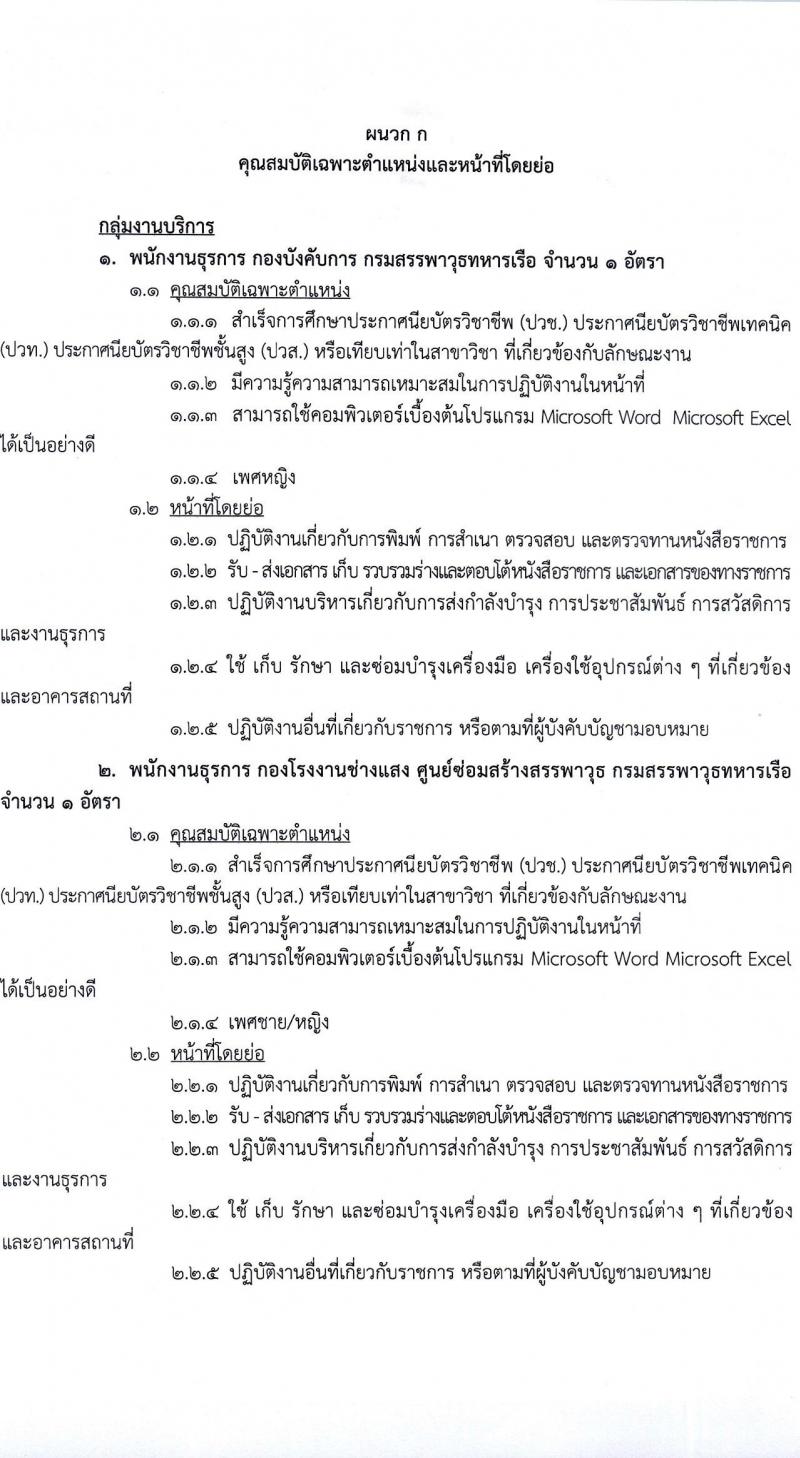 กรมสรรพาวุธทหารเรือ รับสมัครบุคคลเพื่อเลือกสรรเป็นพนักงานราชการ 39 อัตรา (วุฒิ ปวช. ปวส.) รับสมัครสอบด้วยตนเอง ตั้งแต่วันที่ 16 ก.พ. - 1 มี.ค. 2567 หน้าที่ 5