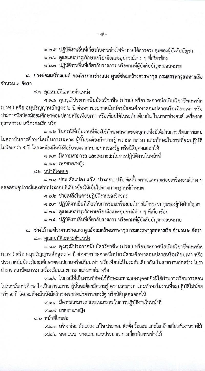 กรมสรรพาวุธทหารเรือ รับสมัครบุคคลเพื่อเลือกสรรเป็นพนักงานราชการ 39 อัตรา (วุฒิ ปวช. ปวส.) รับสมัครสอบด้วยตนเอง ตั้งแต่วันที่ 16 ก.พ. - 1 มี.ค. 2567 หน้าที่ 11