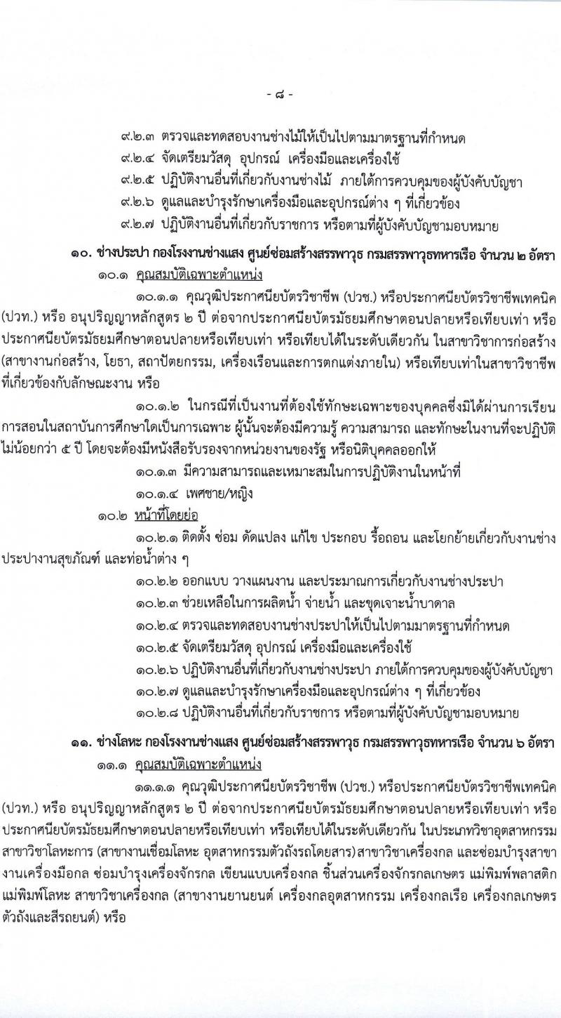 กรมสรรพาวุธทหารเรือ รับสมัครบุคคลเพื่อเลือกสรรเป็นพนักงานราชการ 39 อัตรา (วุฒิ ปวช. ปวส.) รับสมัครสอบด้วยตนเอง ตั้งแต่วันที่ 16 ก.พ. - 1 มี.ค. 2567 หน้าที่ 12