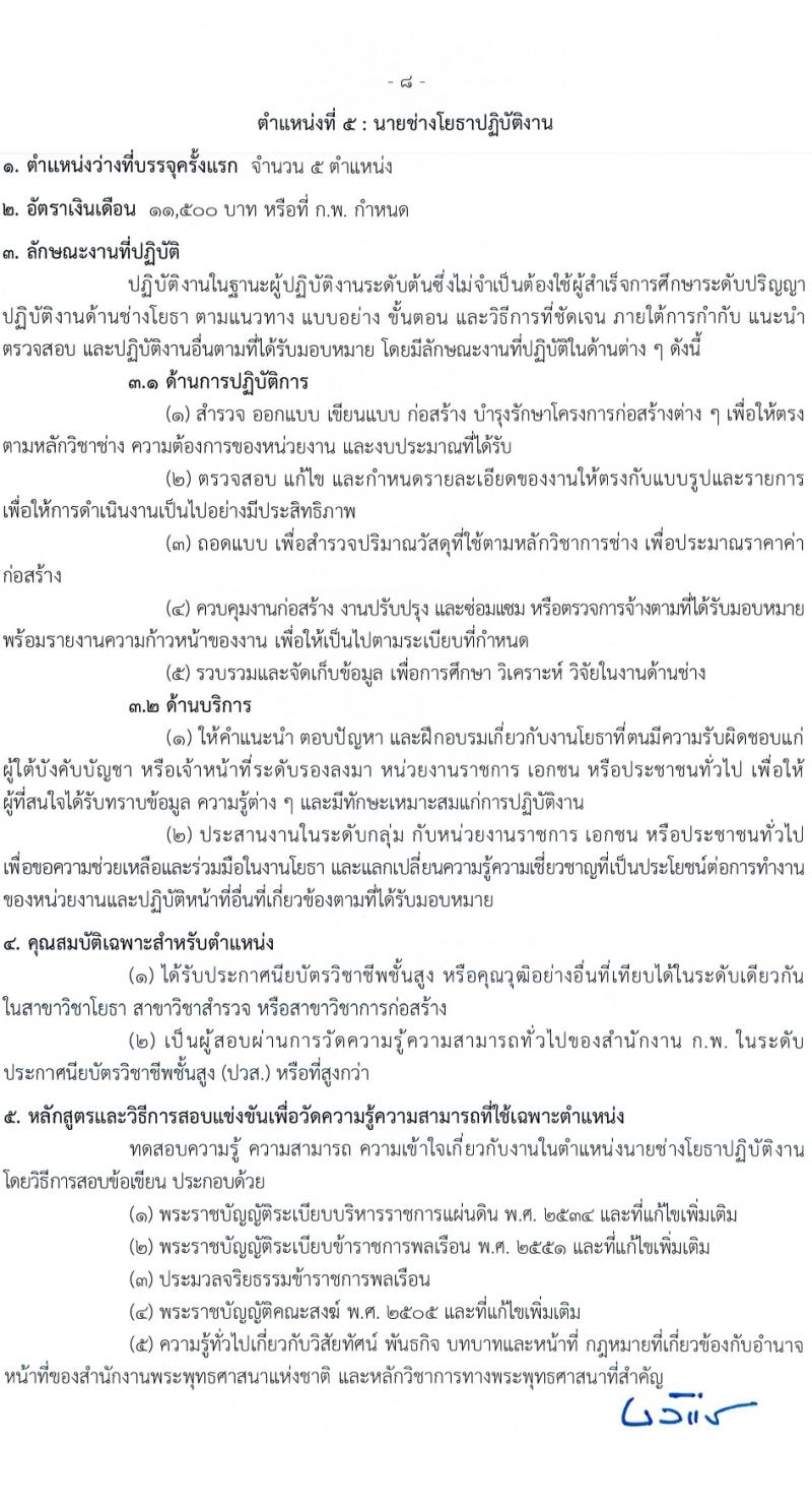 สำนักงานพระพุทธศาสนาแห่งชาติ รับสมัครสอบแข่งขันเพื่อบรรจุและแต่งตั้งบุคคลเข้ารับราชการ 6 ตำแหน่ง ครั้งแรก 52 อัตรา (วุฒิ ปวส.หรือเทียบเท่า ป.ตรี) รับสมัครสอบทางอินเทอร์เน็ต ตั้งแต่วันที่ 28 ก.พ. - 20 มี.ค. 2567 หน้าที่ 16
