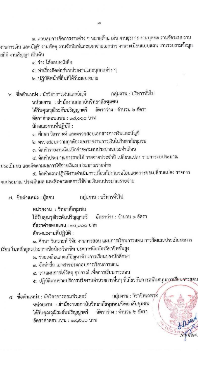 สถาบันวิทยาลัยชุมชน รับสมัครบุคคลเพื่อเลือกสรรเป็นพนักงานราชการ 8 ตำแหน่ง ครั้งแรก 45 อัตรา (วุฒิ ป.ตรี ป.โท) รับสมัครสอบทางอินเทอร์เน็ต ตั้งแต่วันที่ 5-11 มี.ค. 2567 หน้าที่ 9