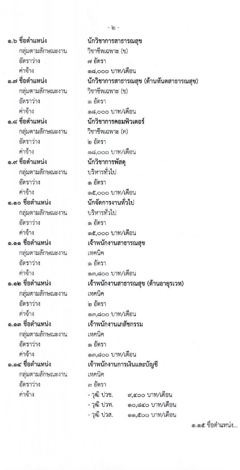 สำนักงานสาธารณสุขจังหวัดเชียงใหม่ รับสมัครบุคคลเพื่อเลือกสรรเป็นพนักงานกระทรวงสาธารณสุขทั่วไป 25 ตำแหน่ง 104 อัตรา (วุฒิ ม.ต้น ม.ปลาย ปวช. ปวส. ป.ตรี) รับสมัครสอบทางอินเทอร์เน็ต ตั้งแต่วันที่ 18-22 มี.ค. 2567 หน้าที่ 2