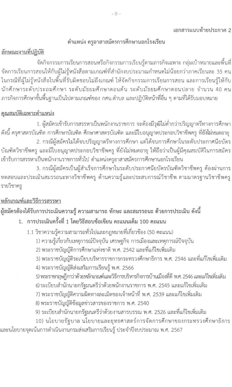 สำนักงานส่งเสริมการเรียนรู้จังหวัดสกลนคร รับสมัครบุคคลเพื่อเลือกสรรเป็นพนักงานราชการ 3 ตำแหน่ง 17 อัตรา (วุฒิ ป.ตรี) รับสมัครสอบด้วยตนเอง ตั้งแต่วันที่ 1-5 เม.ย. 2567 หน้าที่ 9
