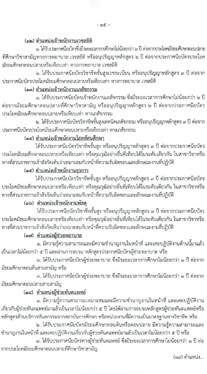 สำนักงานสาธารณสุขจังหวัดนครสวรรค์ รับสมัครบุคคลเพื่อเลือกสรรเป็นพนักงานกระทรวงสาธารณสุขทั่วไป 27 ตำแหน่ง 61 อัตรา (วุฒิ ม.ต้น ม.ปลาย ปวช. ปวส. ป.ตรี) รับสมัครสอบทางอินเทอร์เน็ต ตั้งแต่วันที่ 1-5 เม.ย. 2567 หน้าที่ 15