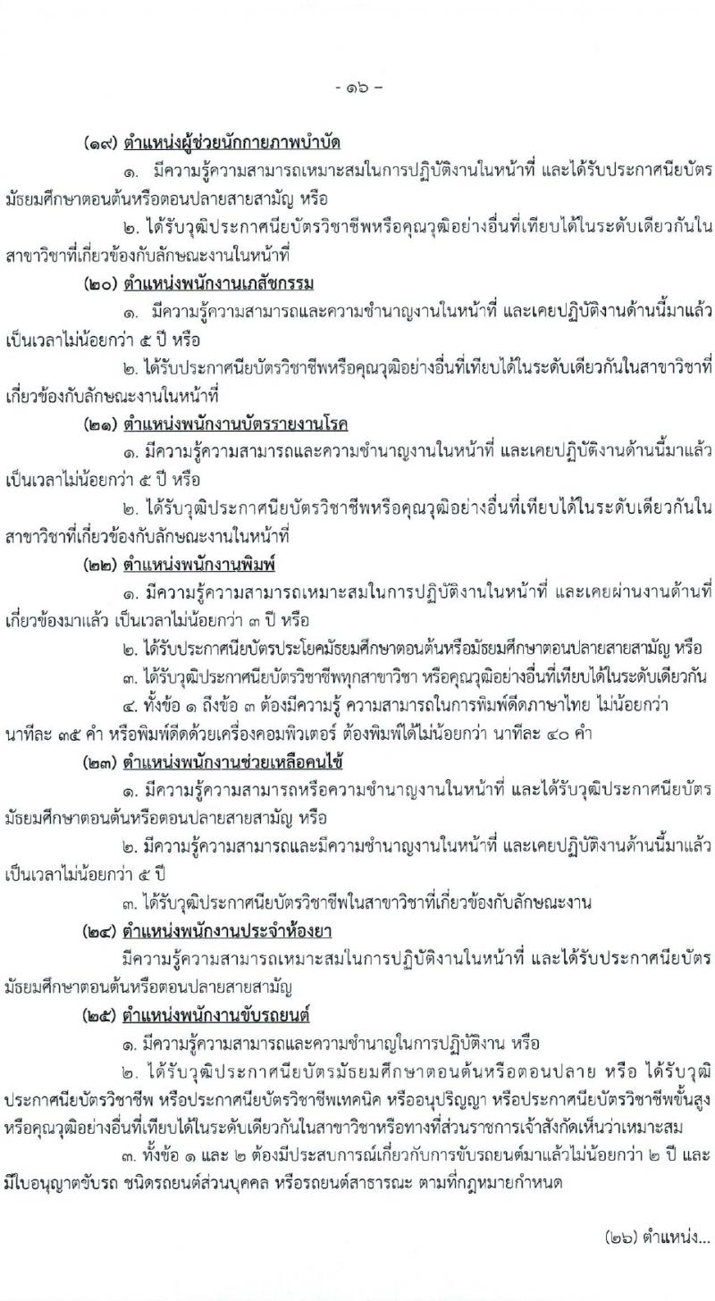 สำนักงานสาธารณสุขจังหวัดนครสวรรค์ รับสมัครบุคคลเพื่อเลือกสรรเป็นพนักงานกระทรวงสาธารณสุขทั่วไป 27 ตำแหน่ง 61 อัตรา (วุฒิ ม.ต้น ม.ปลาย ปวช. ปวส. ป.ตรี) รับสมัครสอบทางอินเทอร์เน็ต ตั้งแต่วันที่ 1-5 เม.ย. 2567 หน้าที่ 16