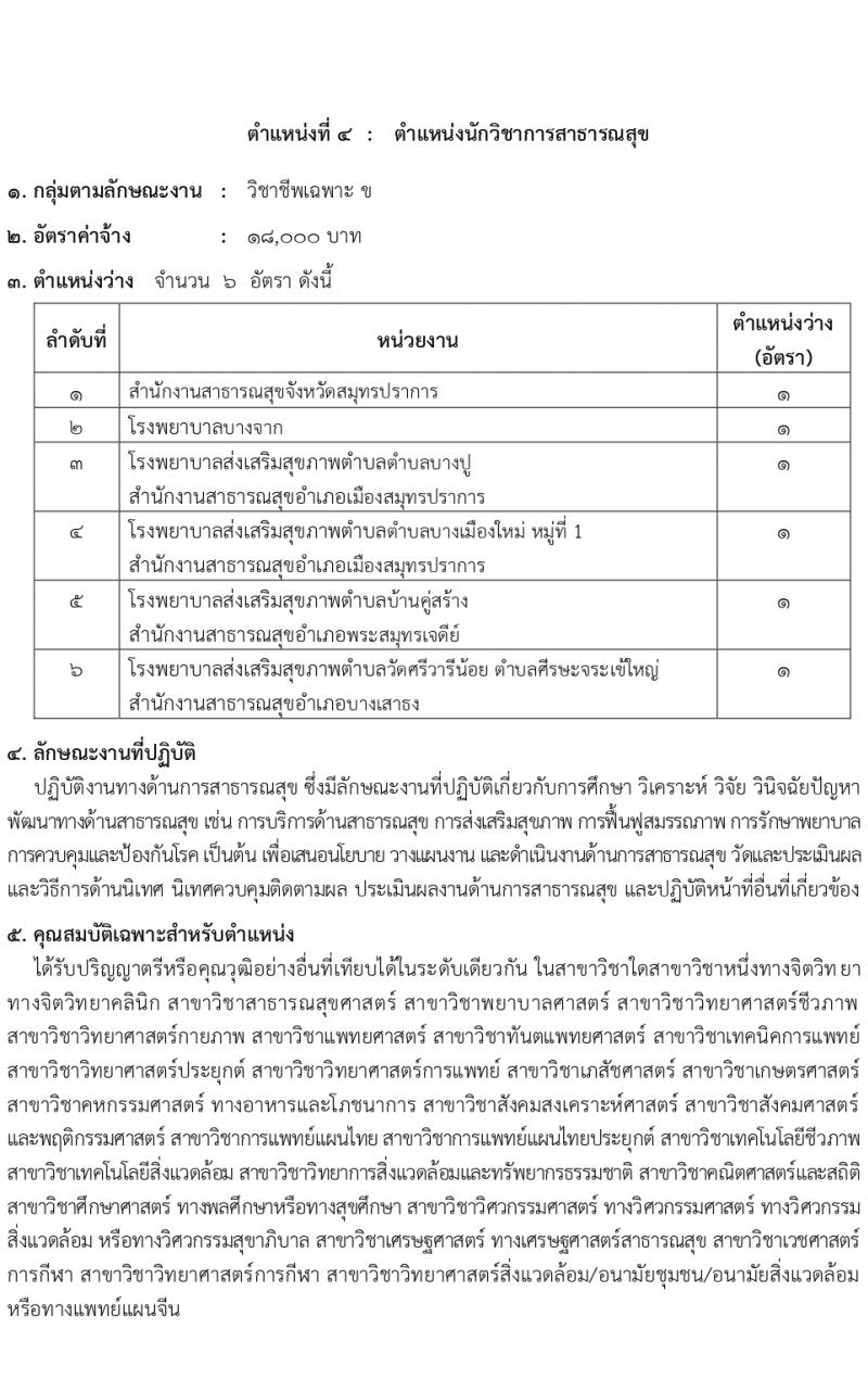 สำนักงานสาธารณสุขสมุทรปราการ รับสมัครบุคคลเพื่อเลือกสรรเป็นพนักงานกระทรวงสาธารณสุขทั่วไป 16 ตำแหน่ง 58 อัตรา (วุฒิ ม.ต้น ม.ปลาย ปวช. ปวส. ป.ตรี) รับสมัครสอบทางอินเทอร์เน็ต ตั้งแต่วันที่ 1-5 เม.ย. 2567 หน้าที่ 9
