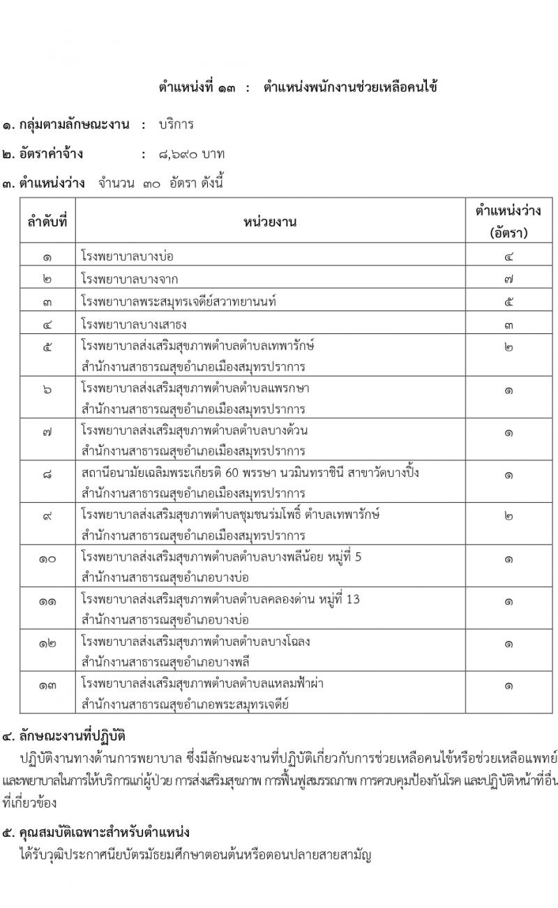 สำนักงานสาธารณสุขสมุทรปราการ รับสมัครบุคคลเพื่อเลือกสรรเป็นพนักงานกระทรวงสาธารณสุขทั่วไป 16 ตำแหน่ง 58 อัตรา (วุฒิ ม.ต้น ม.ปลาย ปวช. ปวส. ป.ตรี) รับสมัครสอบทางอินเทอร์เน็ต ตั้งแต่วันที่ 1-5 เม.ย. 2567 หน้าที่ 18