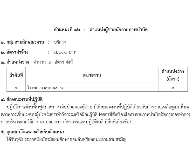 สำนักงานสาธารณสุขสมุทรปราการ รับสมัครบุคคลเพื่อเลือกสรรเป็นพนักงานกระทรวงสาธารณสุขทั่วไป 16 ตำแหน่ง 58 อัตรา (วุฒิ ม.ต้น ม.ปลาย ปวช. ปวส. ป.ตรี) รับสมัครสอบทางอินเทอร์เน็ต ตั้งแต่วันที่ 1-5 เม.ย. 2567 หน้าที่ 21