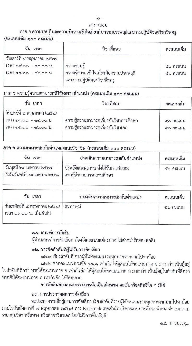 อ.ก.ค.ศ.สำนักบริหารงานการศึกษาพิเศษ รับสมัครสอบแข่งขันเพื่อบรรจุและแต่งตั้งบุคคลเข้ารับราชการ 13 สาขาวิชา  901 อัตรา  (วุฒิ ป.ตรี) รับสมัครสอบด้วยตนเอง ตั้งแต่วันที่ 5-11 เม.ย. 2567 หน้าที่ 12