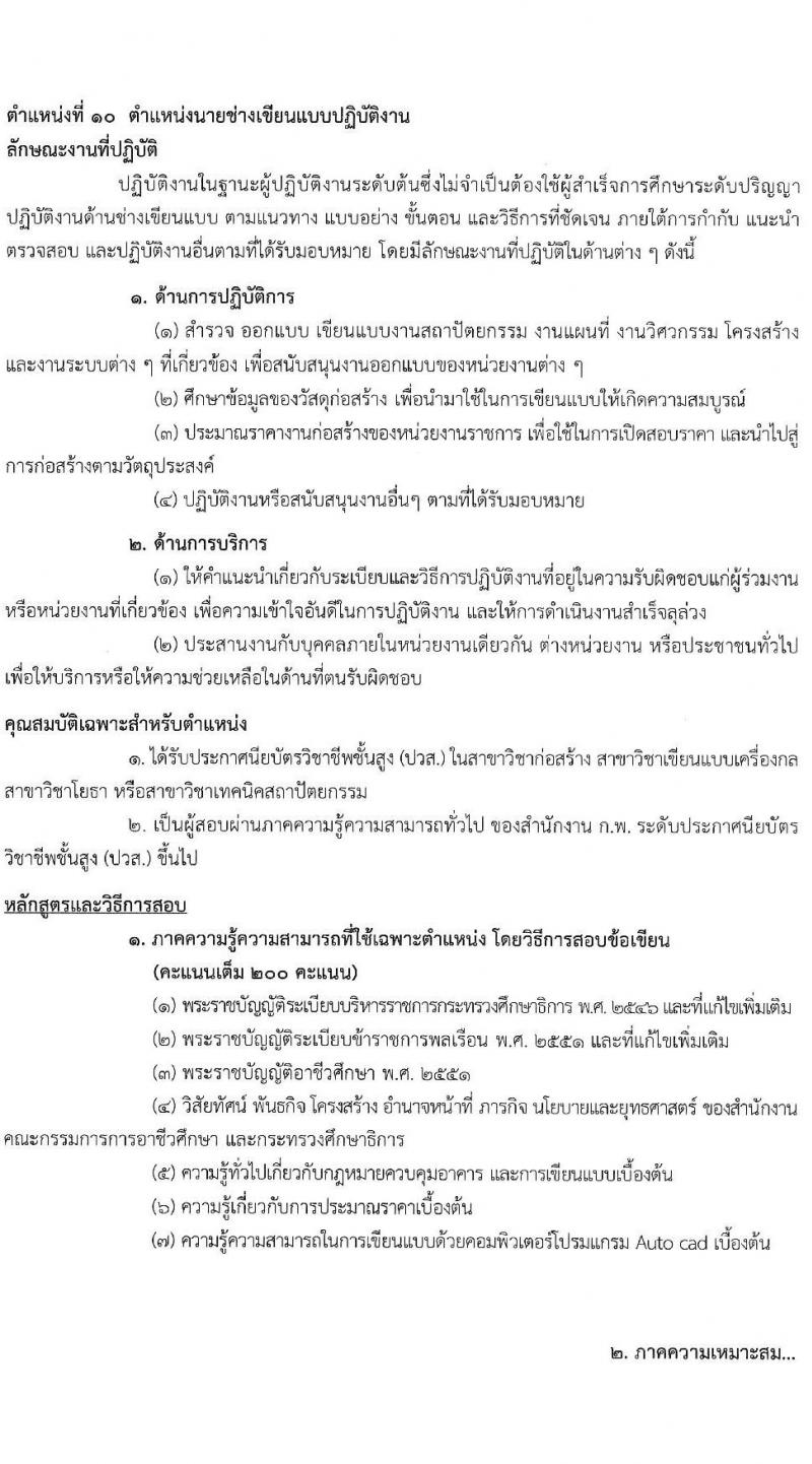 สำนักงานคณะกรรมการการอาชีวศึกษา รับสมัครสอบแข่งขันเพื่อบรรจุและแต่งตั้งบุคคลเข้ารับราชการ 10 ตำแหน่ง ครั้งแรก 46 อัตรา (วุฒิ ปวส.หรือเทียบเท่า ป.ตรี) รับสมัครสอบทางอินเทอร์เน็ต ตั้งแต่วันที่ 24 เม.ย. - 16 พ.ค. 2567 หน้าที่ 26