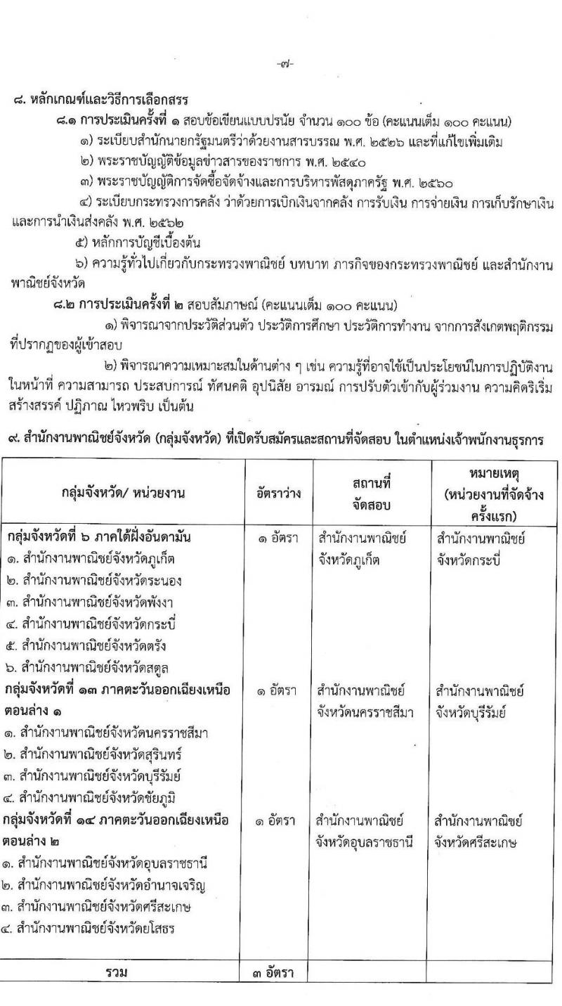 สำนักงานปลัดกระทรวงพาณิชย์ รับสมัครบุคคลเพื่อเลือกสรรเป็นพนักงานราชการ 2 ตำแหน่ง 4 อัตรา (วุฒิ ปวส.หรือเทียบเท่า) รับสมัครสอบทางอินเทอร์เน็ต ตั้งแต่วันที่ 13-24 พ.ค. 2567 หน้าที่ 7