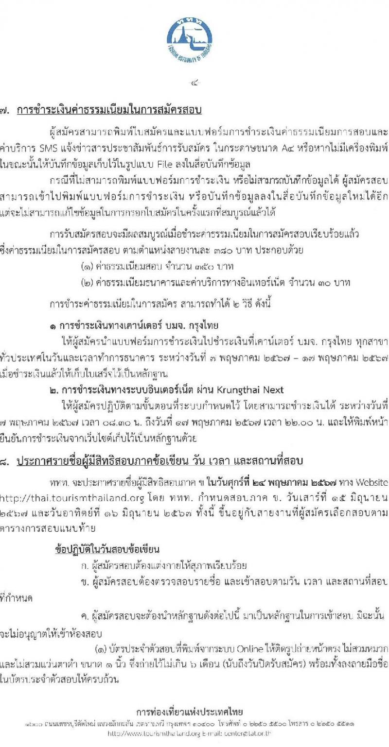 การท่องเที่ยวแห่งประเทศไทย รับสมัครบุคคลเพื่อบรรจุและแต่งตั้งเป็นพนักงานและลูกจ้าง จำนวน 53 อัตรา (วุฒิ ป.ตรี ป.โท) รับสมัครสอบทางอินเทอร์เน็ต ตั้งแต่วันที่ 7-16 พ.ค. 2567 หน้าที่ 4