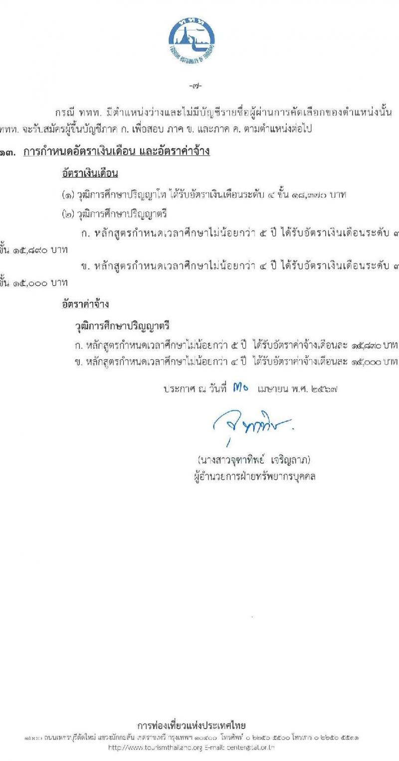 การท่องเที่ยวแห่งประเทศไทย รับสมัครบุคคลเพื่อบรรจุและแต่งตั้งเป็นพนักงานและลูกจ้าง จำนวน 53 อัตรา (วุฒิ ป.ตรี ป.โท) รับสมัครสอบทางอินเทอร์เน็ต ตั้งแต่วันที่ 7-16 พ.ค. 2567 หน้าที่ 7