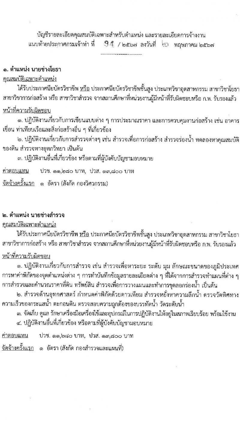 กรมเจ้าท่า รับสมัครบุคคลเพื่อเลือกสรรเป็นพนักงานราชการ 4 อัตรา สังกัดส่วนกลาง (วุฒิ ปวช. ปวส.หรือเทียบเท่า) รับสมัครสอบทางอินเทอร์เน็ต ตั้งแต่วันที่ 15 พ.ค. - 6 มิ.ย. 2567 หน้าที่ 6