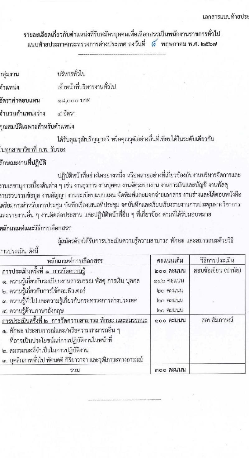 กระทรวงการต่างประเทศ รับสมัครบุคคลเพื่อเลือกสรรเป็นพนักงานราชการ 2 ตำแหน่ง 5 อัตรา (วุฒิ ป.ตรี) รับสมัครสอบทางอินเทอร์เน็ต ตั้งแต่วันที่ 16-30 พ.ค. 2567 หน้าที่ 6