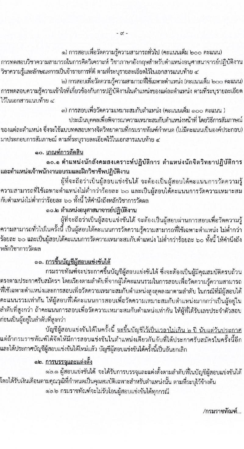 กรมราชทัณฑ์ รับสมัครสอบแข่งขันเพื่อบรรจุและแต่งตั้งบุคคลเข้ารับราชการ 4 ตำแหน่ง ครั้งแรก 102 อัตรา (วุฒิ ปวส.หรือเทียบเท่า ป.ตรี เปรียญธรรม 6 ประโยคขึ้นไป) รับสมัครสอบทางอินเทอร์เน็ต ตั้งแต่วันที่ 27 พ.ค. - 18 มิ.ย. 2567 หน้าที่ 10