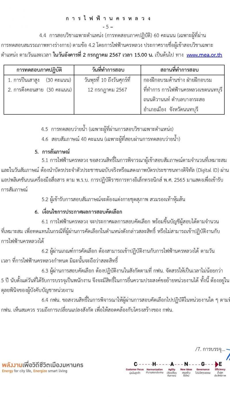 การไฟฟ้านครหลวง รับสมัครบุคคลเพื่อเลือกสรรเป็นพนักงานกระทรวงสาธารณสุขทั่วไป 36 อัตรา (วุฒิ ม.3) รับสมัครสอบทางอินเทอร์เน็ต ตั้งแต่วันที่ 4-11 มิ.ย. 2567 หน้าที่ 5