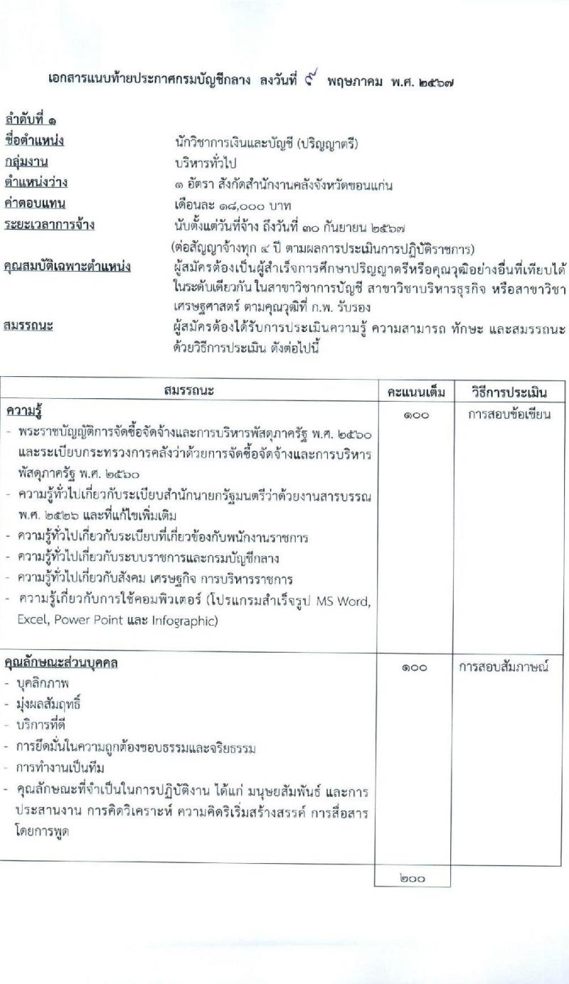 กรมบัญชีกลาง รับสมัครบุคคลเพื่อเลือกสรรเป็นพนักงานราชการ 3 ตำแหน่ง 4 อัตรา (วุฒิ ปวช. ปวส. ป.ตรี) รับสมัครสอบด้วยตนเองและทางอีเมล ตั้งแต่วันที่ 12-21 มิ.ย. 2567 หน้าที่ 6